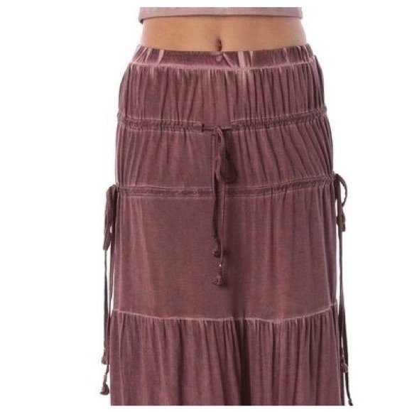 Tassel Drawstring Burnout Maxi Skirt - Picture 7 of 10